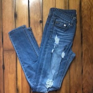 High waisted ripped skinny jeans